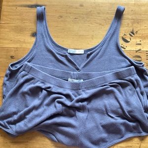Grey Rose & Vine cropped cami and bootie short sleeper set